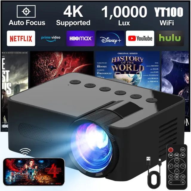 10000Lumens 4K 1080P Projector WiFi Mini LED Home Theater Cinema For Android ios