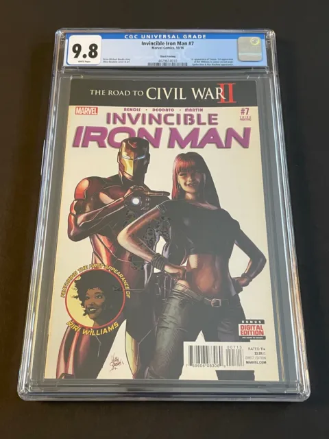 INVINCIBLE IRON MAN #7 (Marvel 2016) CGC 9.8, 3rd print, 1st cameo Riri Williams