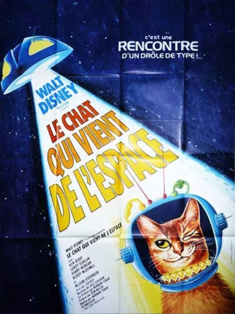 Affiche Pliée 120x160cm LE CHAT QUI VIENT DE L'ESPACE (1979) Walt Disney TBE