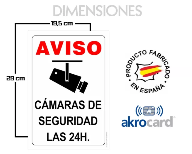 Cartel castellano pvc de zona videovigilada homologado