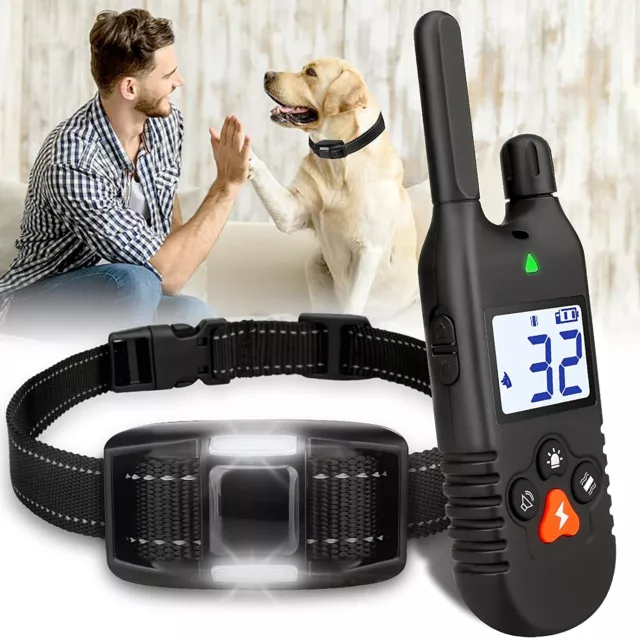 Dog Training Collar Rechargeable Electric Shock Remote Control Anti Bark DHL
