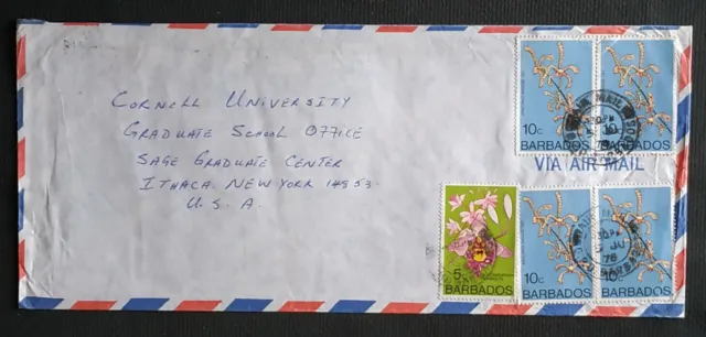 Barbados Nice Early Multifranked Air Mail Cover Flowers (#40124)