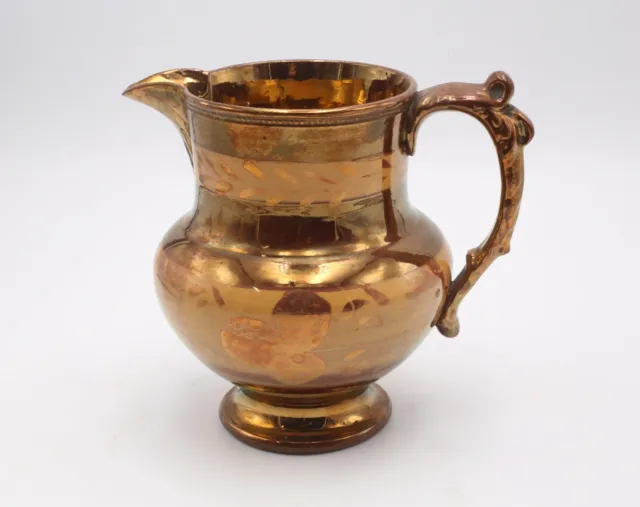 Early 19th c. Staffordshire? Lusterware Copper Footed Pitcher/Jug/Creamer