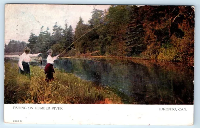 Fishing on the Humber Valley TORONTO Ont. CANADA Postcard