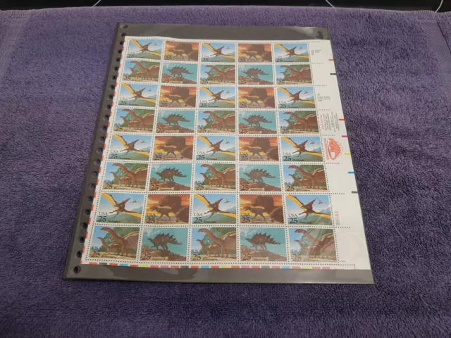 Us Scott 2422-2425 Dinosaurs Sheet Of 40 Stamps Mnh 1989