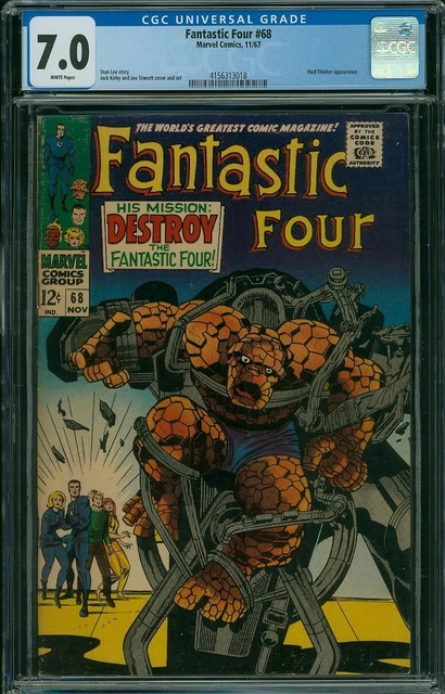 The Fantastic Four #68 Cgc 7.0 Fn/ Vf  White Pages 1967