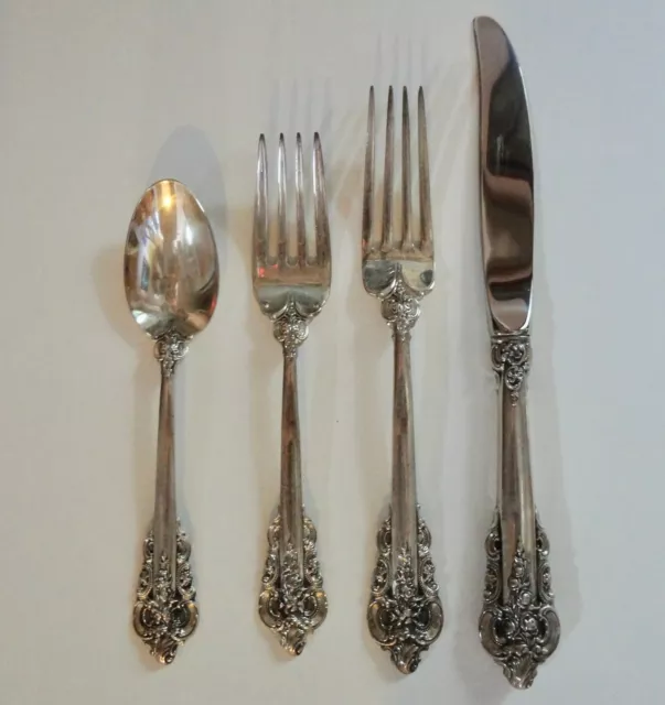 WALLACE GRANDE BAROQUE Sterling Silver Flatware, 4 piece Place Setting