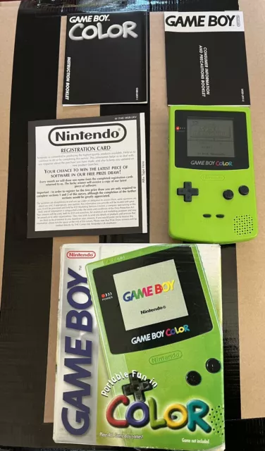 Green Retrofit Nintendo Game Boy Color GBC Game Console + game cartridge