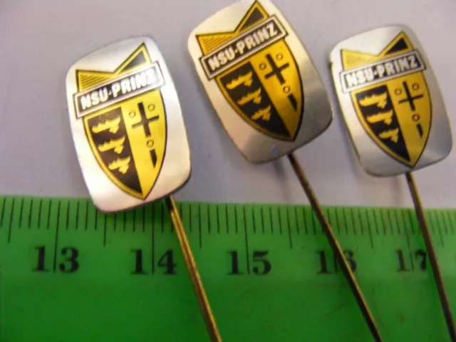 NSU Prinz...Lot of 3  metal pin badges,vintage.(Audi 50,VW Polo related)