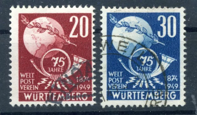 880661) Frz. Zone Württemberg Nr. 51-52 gestempelt, UPU, Weltpostverein