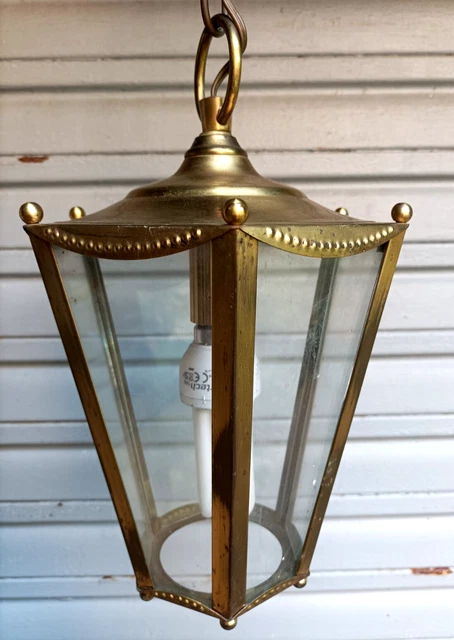 Grande Lanterne Louis XVI En Laiton – 6 Faces – D’époque – En état De Marche