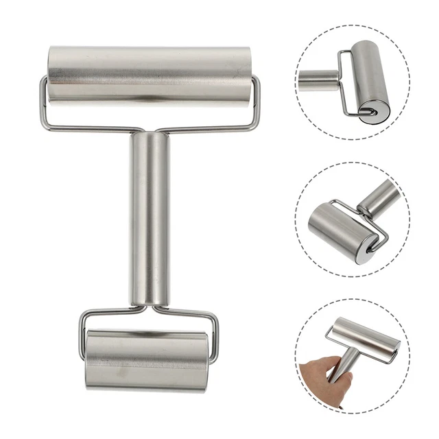 Rullo antiaderente per impasto 2 teste in acciaio inox per crosta pizza pane