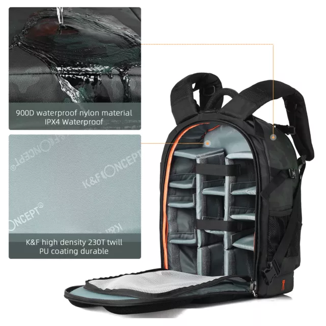K&F Concept Camera Bag Case Backpack Waterproof Shockproof fr Travel Photography 2