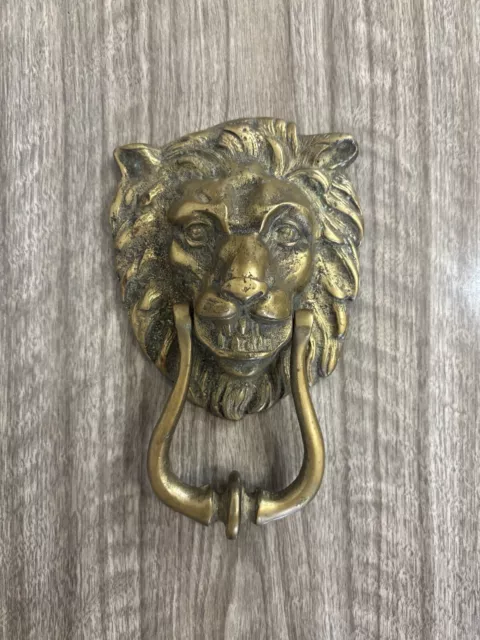 Stunning Antique Solid Brass Large Lion Head Door Knocker