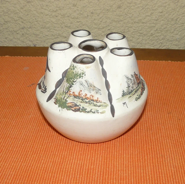 Vase-Pique Fleurs En Terre Cuite Et Peint  (431019)