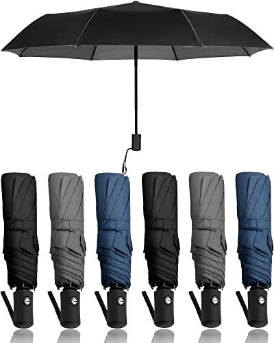 Reginary 6 Pack Windproof Travel Umbrellas Bulk Automatic Open and Close Umbr...