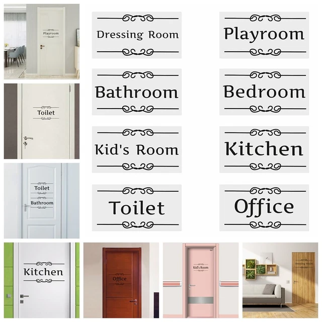 Kitchen Bathroom Vinyl Toilet Decals Door Stickers Wall Art Entrance Sign