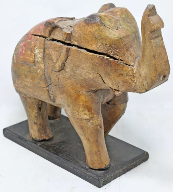 Vintage Poca Madera Elefante Figura Original Antiguo Tallado a Mano