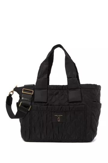 NWT Marc Jacobs, Nylon Diamond Knot Quilted Baby Diaper Bag in Black / gold $325