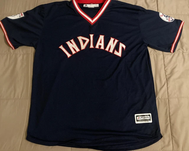 Cleveland Indians-Men’s 2XL 1976 Throwback Jersey. NWOT! Chief Wahoo Patch!