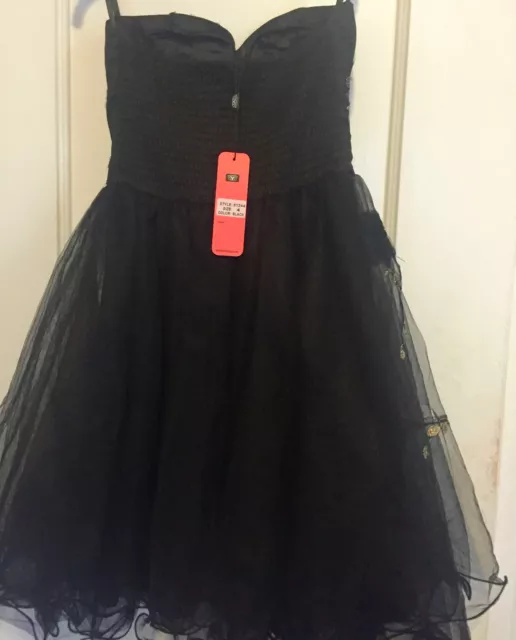 SALE NWT Gorgeous Black Strapless Party Dress Tulle Sequins Perfect Poise Size 4 3