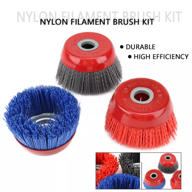 4in Cup Nylon Abrasive Wire Brush Polishing Wheel for Angle Grinder 80/120/240#