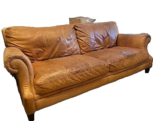 3 Seater DFS Chesterfield Tan Leather Sofa - Used in Great Condition