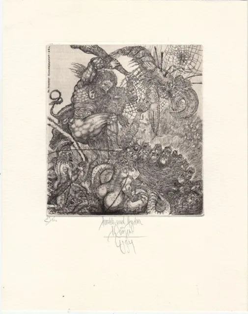 Exlibris Bookplate Radierung Harry Jürgens 1949 Herakles Hydra