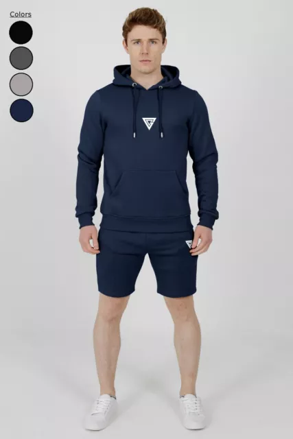 GymCrew Mens Polyester Pullover Hoodie Running Shorts Tracksuit New Men Twin Set