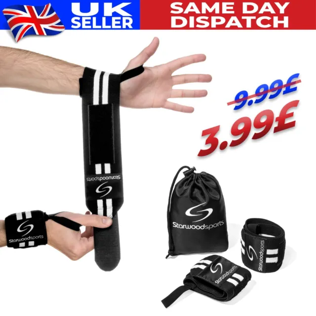 Wrist Wraps Straps Gloves Gym Training Power Weightlifting Hand Bar Support Set