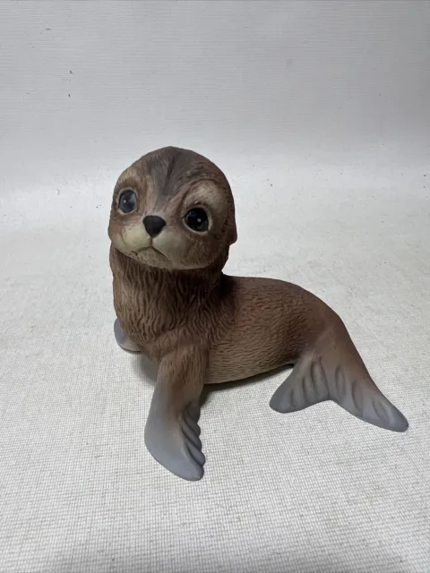 Signed Vintage 1978 Ceramic Baby Seal Figurine Roger Brown Made In Mexico By RSL