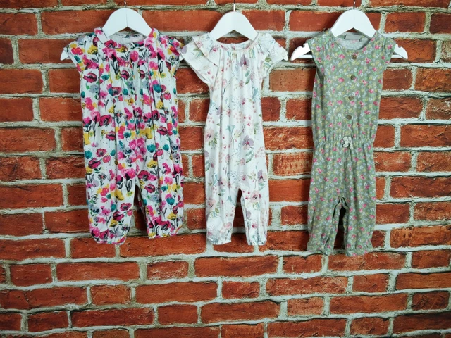 Girls Bundle Age 6-9 Months M&S Next Romper One Piece Playsuit Floral Pink 74Cm