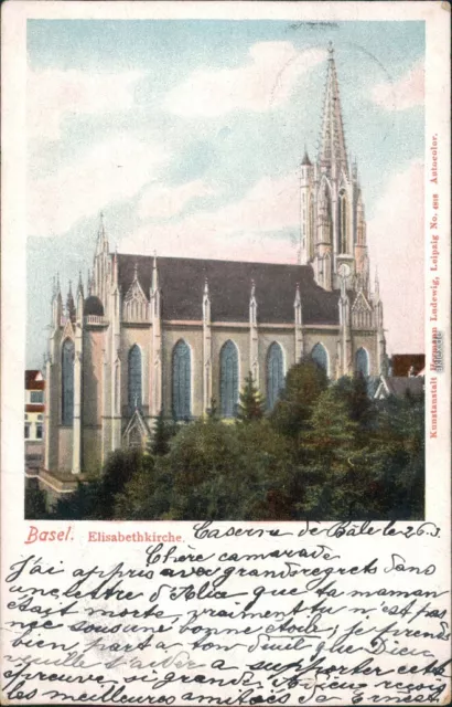 Ansichtskarte Basel Elisabethkirche 1903 2