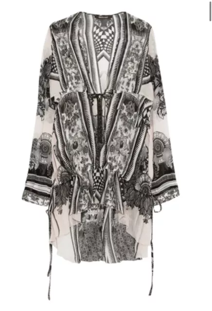 Roberto Cavalli Silk Printed Chiffon Kaftan Top About $1000 MSRP