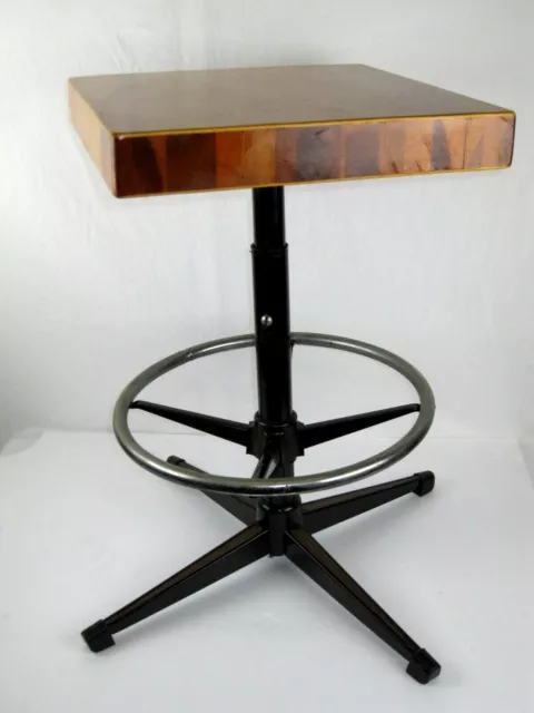 Vintage MCM Swivel Height- Adjustable Bar Stool