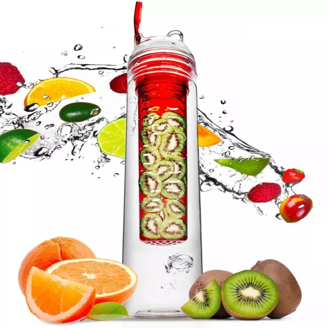 Trinkflasche Sport Fitness Flasche Wasserflasche 800ml mit Infuser Fruchteinsatz 3