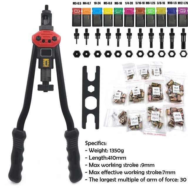 Hand Nut Riveter 410mm 16" Rivet Gun Kit Rivnut Setting Tool Nut Setter NutSert