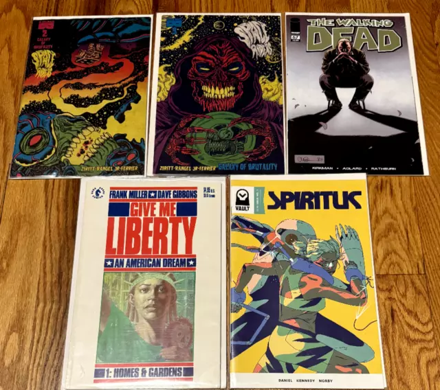 5 - Comic Book Lot - Spiritus/Walking Dead/Give Me Liberty/Space Riders