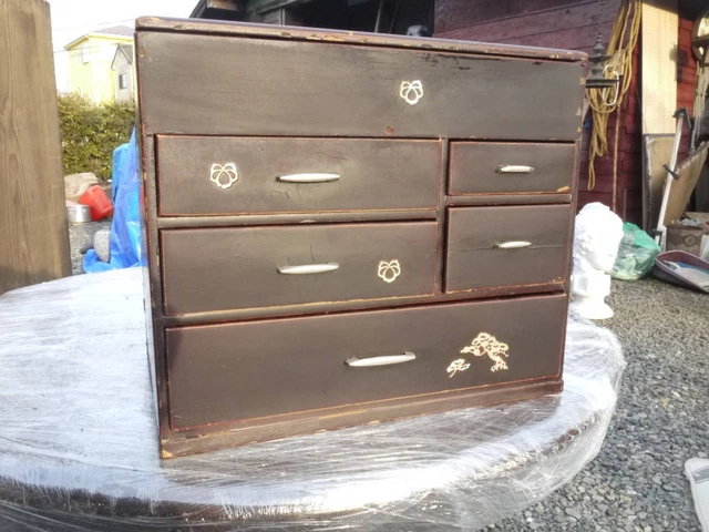 Raden needle box small chest of drawers, accessory case, Japanese antique