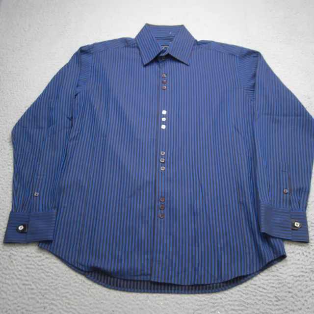 Bogosse Shirt Mens Size 5 Blue Striped Button Up Long Sleeve Casual Designer