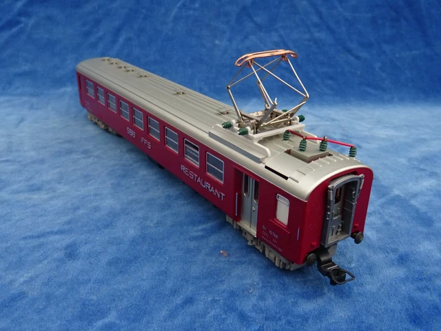 Wagon Restaurant Fleischmann HO 1418 B éclairé - Époque 4 SBB - Très Bon état