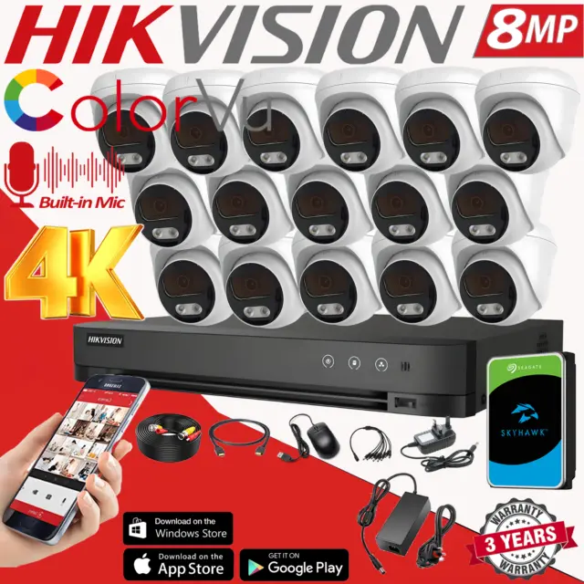 HIKVISION 4K ColorVu Audio 8MP Camera CCTV Security System Night Vision Outdoor