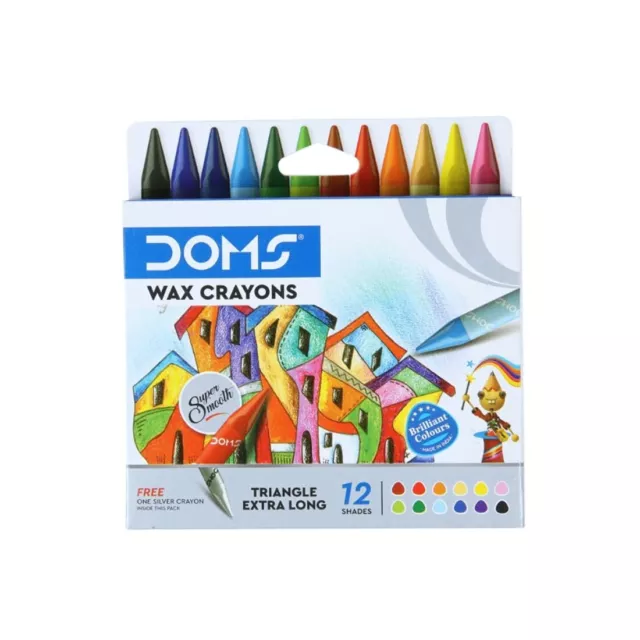 Doms non Toxique Triangle Extra Long Cire Crayons de Couleur Set En Carton Boîte