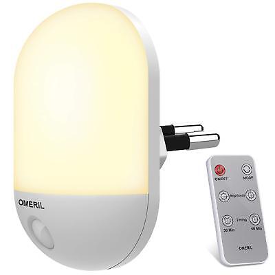 Soggiorno Luce Notturna Bambini OMERIL Luce Notturna LED con Funzione Timer e Telecomando Lampade da Presa con 3 Luminosità Regolabile e 2 Colori Commutabile Lampada Notturna per Bambini Corridoi 