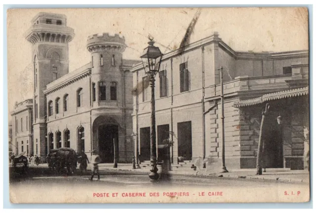 c1910 Cairo Fire Station And Post Building Egypt Antique Posted Postcard