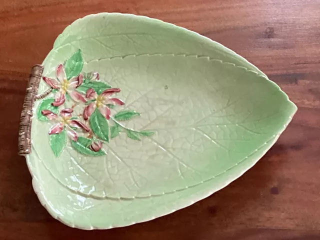 Carlton Ware Small Dish -Handpainted Australian Design Apple Blossom Leaf Shaped