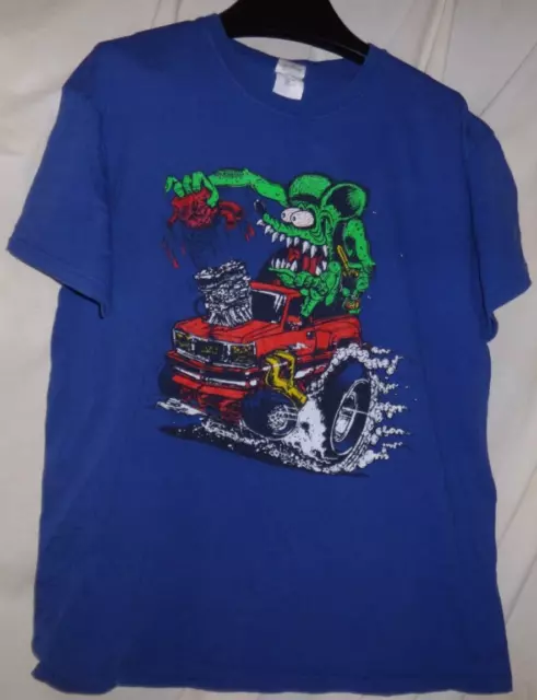 Ed Roth Rat Fink Hot Rod Drag Race Car T-Shirt Gildan Tag Men’s L Double Sided