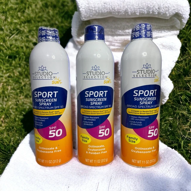 Lote de 3 Studio Selection Protector Solar Deportivo Spray FPS 50 11 oz Familia Talla Expiración 03/23