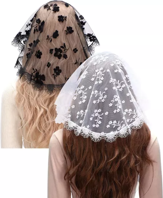 Catholic Church Head Covering Small Circle Floral Lace Mantilla Chapel Cap Veil