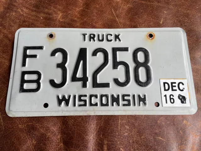 2016 Vintage Wisconsin TRUCK 🛻 License Plate. tag # 34258 Army Gray